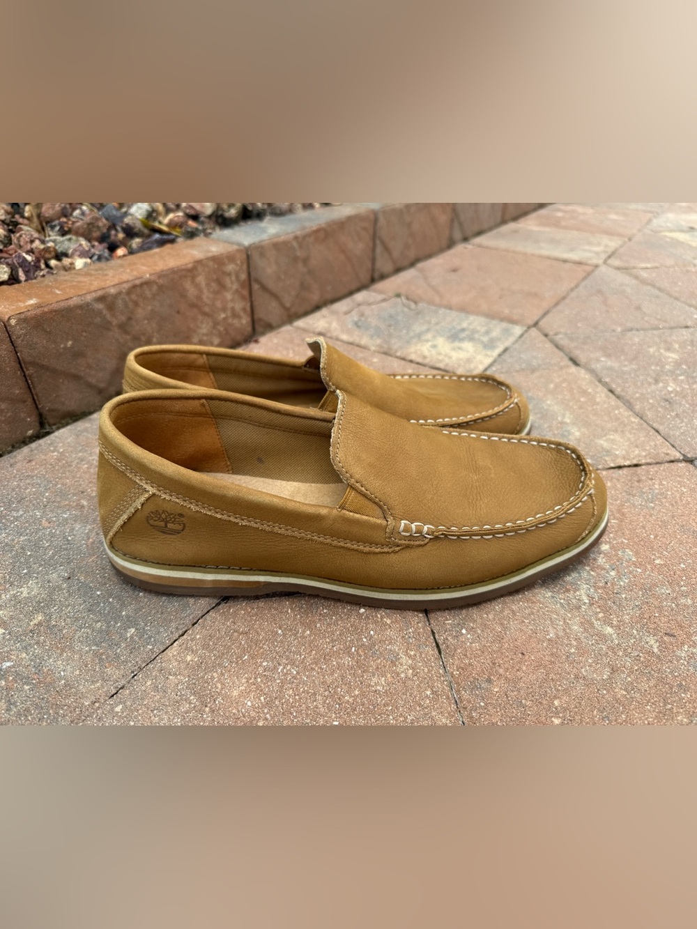 Timberland 9416B Men's Leather Loafers Slip On Shoes Camel Tan Size 9.5 M